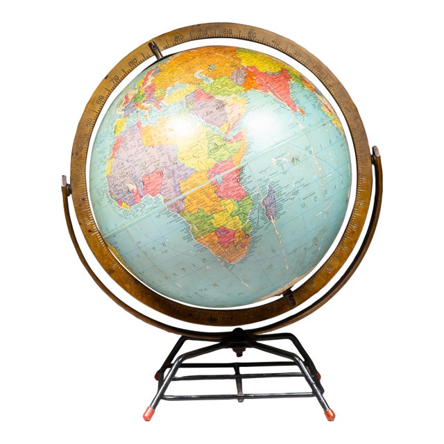Vintage Mid-Century Replogle 12" World Globe on Atomic Wire Stand (C. 1954–1958) For Sale