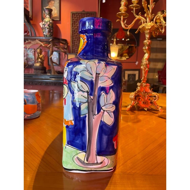 1960s Desimone-Style Massive Italian Ceramic Painted Vase For Sale - Image 9 of 9