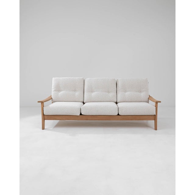 Mid 20th Century Mid-Century French Oak and Boucle Sofa For Sale - Image 5 of 12