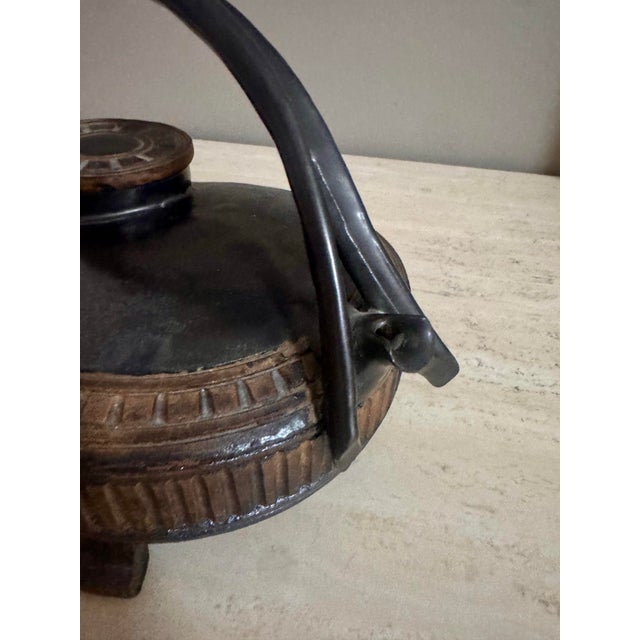 Brown Vintage Sculptural Artisan Studio Pottery Teapot Signed For Sale - Image 8 of 12