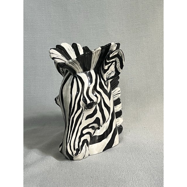 Vintage Ceramic Black and White Zebra Vase For Sale In Washington DC - Image 6 of 12