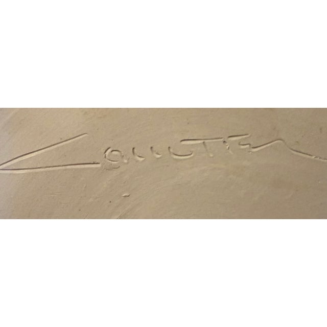 Vintage Frères Cloutier French Studio Art Pottery Charger Plate - Mid Century Modern 11" Abstract Lava Woodgrain Glaze, Signed Cloutier C. 1970 For Sale - Image 6 of 6
