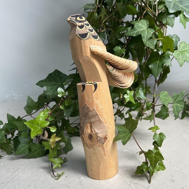 Vintage Japanese Hawk Wood Carving from Tsugaru, 1960s For Sale - Image 6 of 10