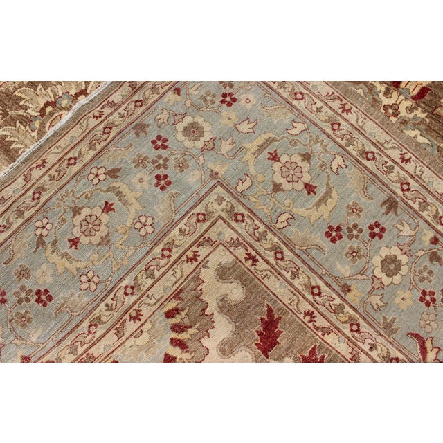 Large Sultanabad Design Vintage Rug With Florals in Brown, Lt. Blue & Red 11' 10" X 14' 9" For Sale - Image 12 of 13