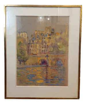 Gilis, Pont Marie, Paris, 1962, Watercolor on Paper