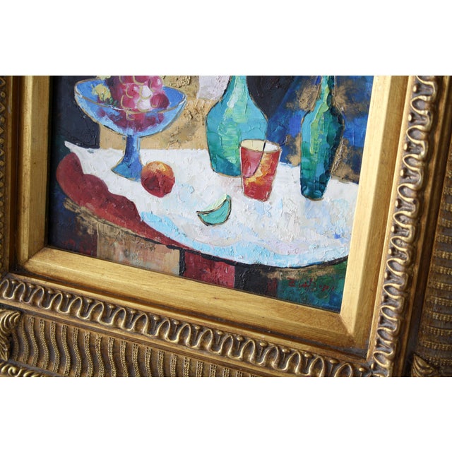 Vintage Semi-Abstract Still Life Painting in Gold Frame For Sale - Image 4 of 9