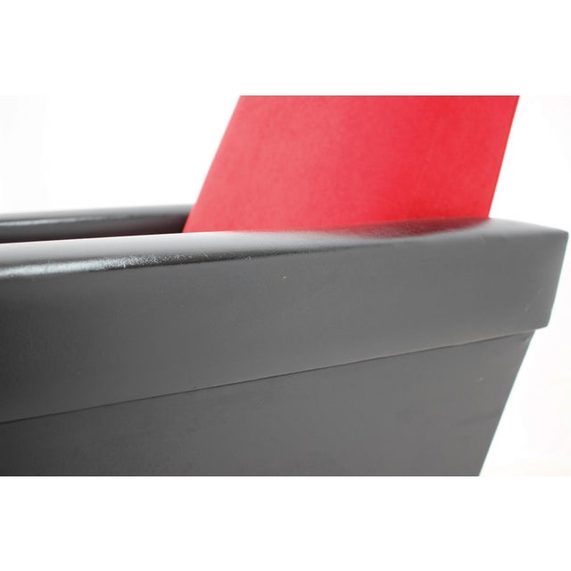 Set of Leatherette and Red Fabric Armchairs, Czechoslovakia, 1970s For Sale - Image 13 of 15