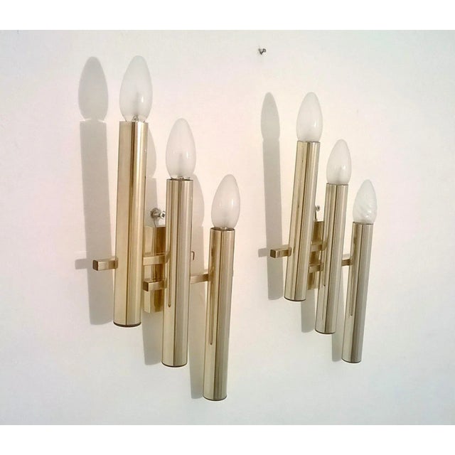 Gaetano Sciolari Brass Sconces by Gaetano Sciolari for Sciolari, 1970s, Set of 2 For Sale - Image 4 of 4