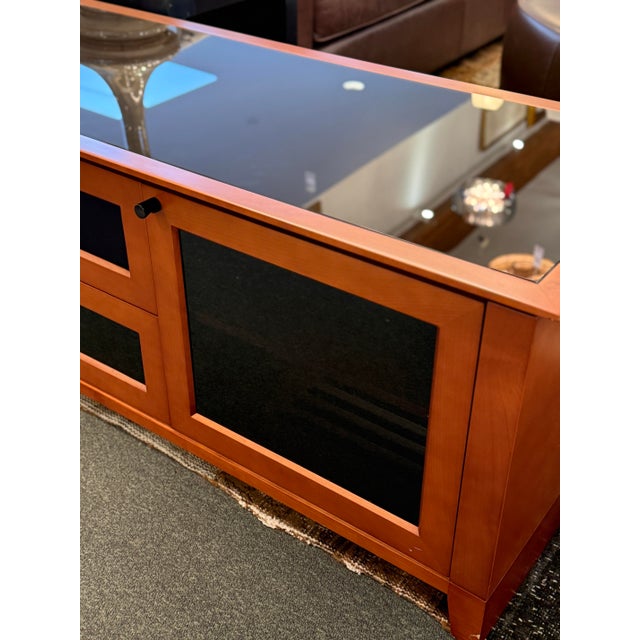 Bdi Novia Glass + Wood Media Cabinet For Sale - Image 10 of 12