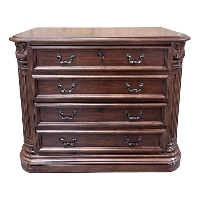 Vintage Hooker Seven Seas Cherry Lateral Filing Cabinet in the European Manor Style For Sale