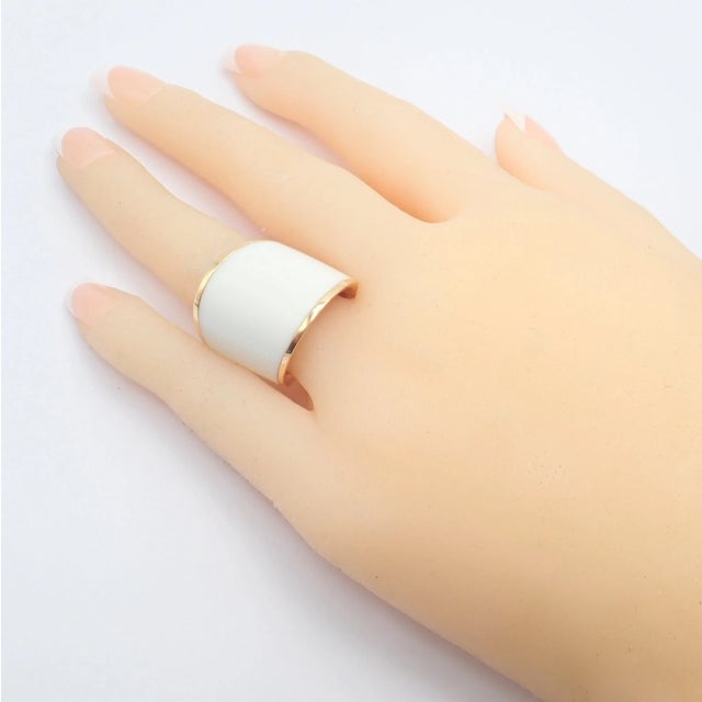 1990s Vhernier Rose Gold Vague Crossover Camuration Cacholong Ring Sz 6 For Sale - Image 9 of 16