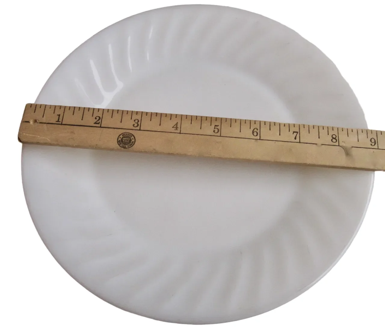 Vintage 1960s Fire King White Swirl Milk Glass Dinner Plates- Set
