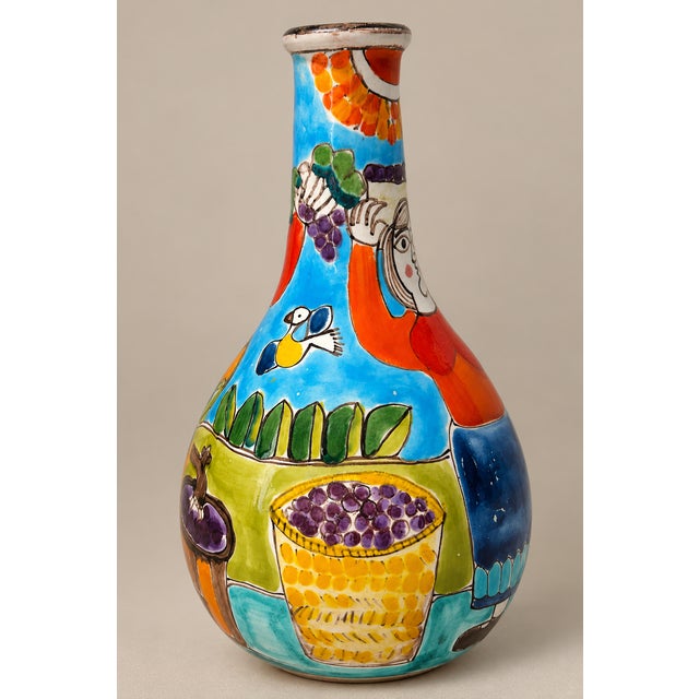 Mid 20th Century Mid-Century Italian DeSimone Hand Painted Signed Ceramic Vase Flower Holder For Sale - Image 5 of 8