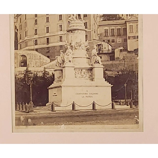 Albumen Photograph of Christopher Columbus Statue, Italy, 19th Century For Sale - Image 4 of 7