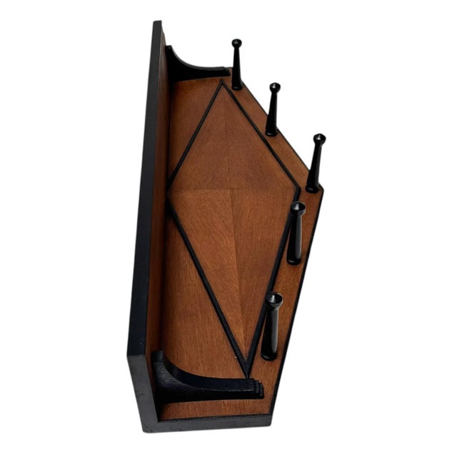 Wood Art Deco Amsterdam School Wall Coat Rack, 1920s For Sale - Image 7 of 11