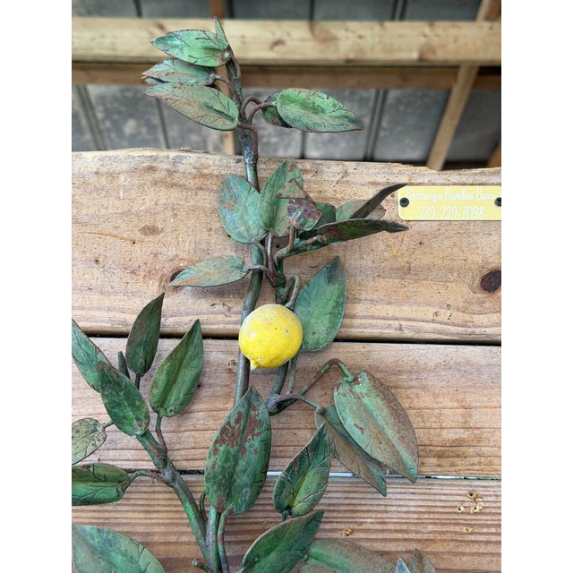 Dark Green Rare Vintage Italian Tole Lemon Tree Wall Jardiniere With Five-Light Candelabra, Two-Piece Set For Sale - Image 8 of 12