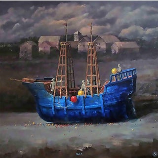 Juan Rodrigo Piedrahita Escobar, Blue Vessel of Dreams, 2026, Oil Paint For Sale