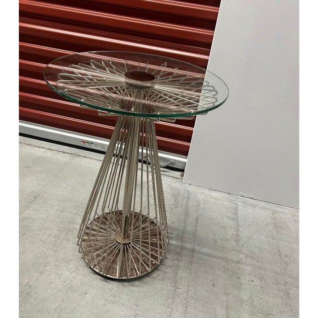 1990s 1990s Ethan Allen Contemporary Chrome & Glass “Radial” Side Table For Sale - Image 5 of 6