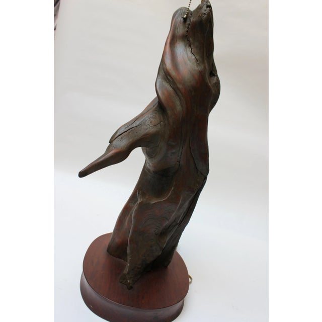 Substantial Driftwood Table Lamp on Mahogany Base For Sale In New York - Image 6 of 13