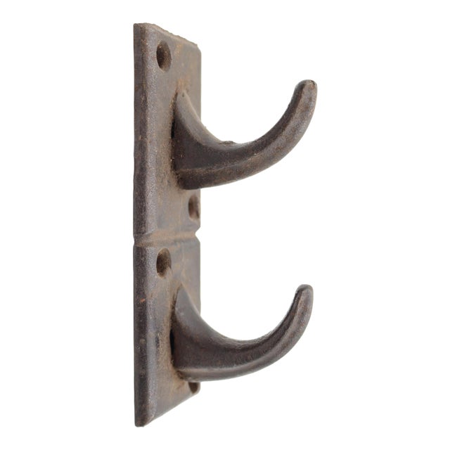 Mid 20th Century Reclaimed Black Cast Iron Wall Hook For Sale
