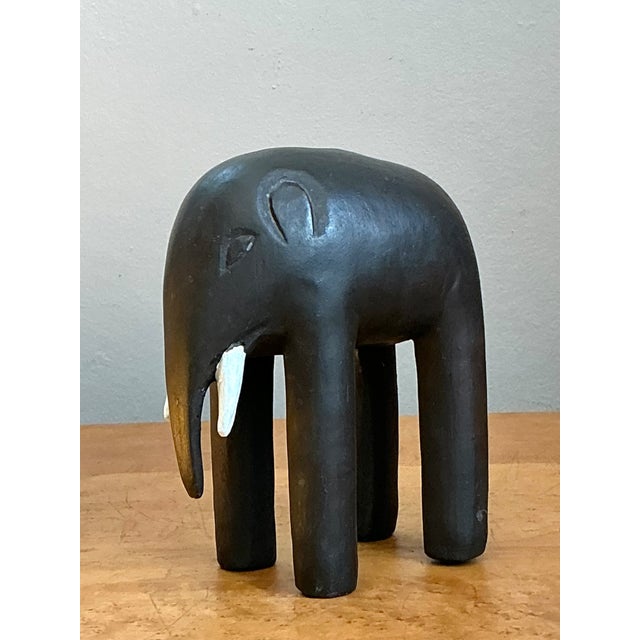 Mid-Century Modern Vintage Wooden Elephant Figurine For Sale - Image 3 of 12