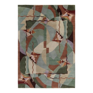 Rug & Kilim Chinese Style Art Deco Rug in Green, Blue & Brown Patterns - 10'x14' For Sale