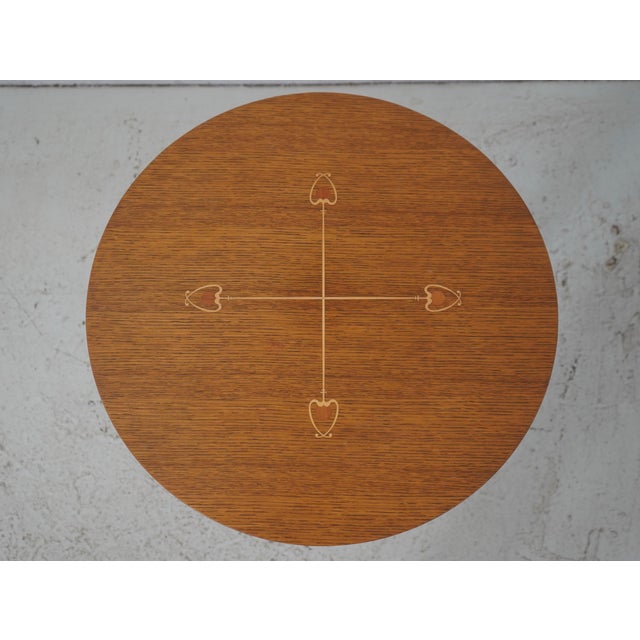Stickley Pair Stickley Inlaid Mission Oak Round Lamp Tables For Sale - Image 4 of 13