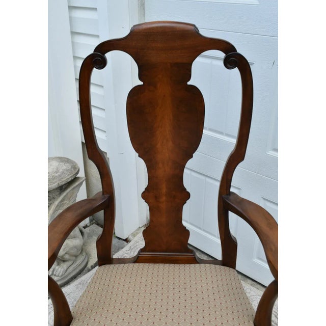 Walnut Queen Anne Armchair Desk Dining Chair Brass Stud Accents Vintage 1960s For Sale In Philadelphia - Image 6 of 12