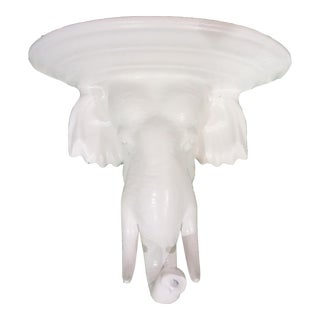 Extra Large Heavy Metal Painted White Gloss Elephant Sconce Shelf For Sale