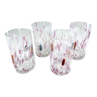 Hand Blown Alessandro Coppola Murano Art Glass Tumblers – Set of 4 For Sale