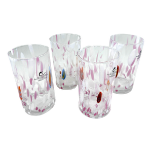Hand Blown Alessandro Coppola Murano Art Glass Tumblers – Set of 4