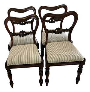 Antique Victorian Mahogany Dining Chairs, 1850, Set of 4