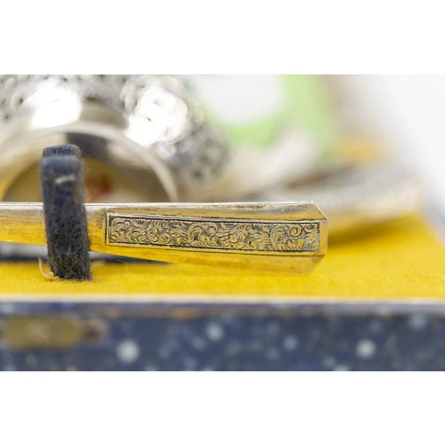 Celadon Porcelain and Silver-Plated Metal Tea Service, 1920s For Sale - Image 3 of 14