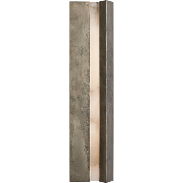 Modern Anne-Marie Barton for Visual Comfort Signature Austera 32" Sconce in Mottled Pewter with Alabaster For Sale - Image 3 of 11