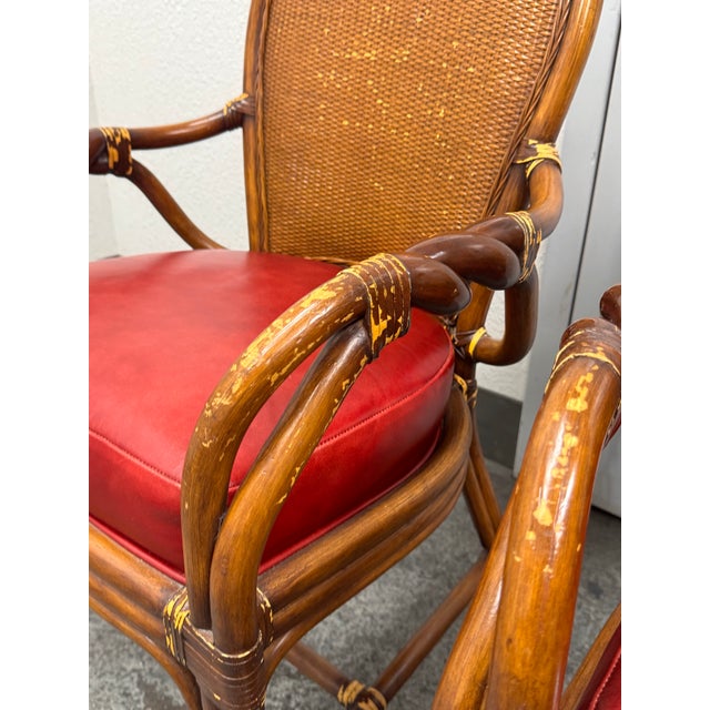 Late 20th Century Palecek Rattan Armchairs, Pair For Sale - Image 5 of 12
