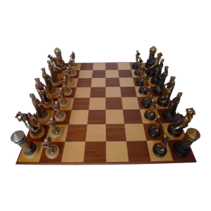 Mid 20th Century 18 Karat Gold Gilt Anri Montsalvat Chess Set