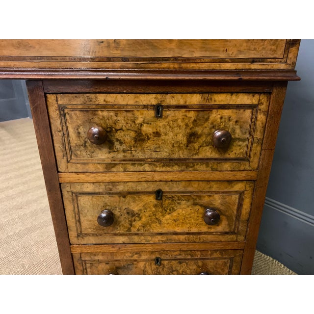 19th Century Victorian Inlaid Burr Walnut Davenport Desk, 1865 For Sale - Image 5 of 18