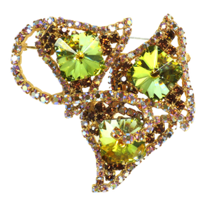 Vintage Designer Watermelon Rivoli Crystal Brooch 1960s