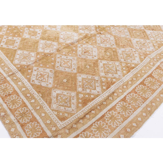 Indian Authentic 1900 Indian Agra Orange Handmade Rug For Sale - Image 3 of 10