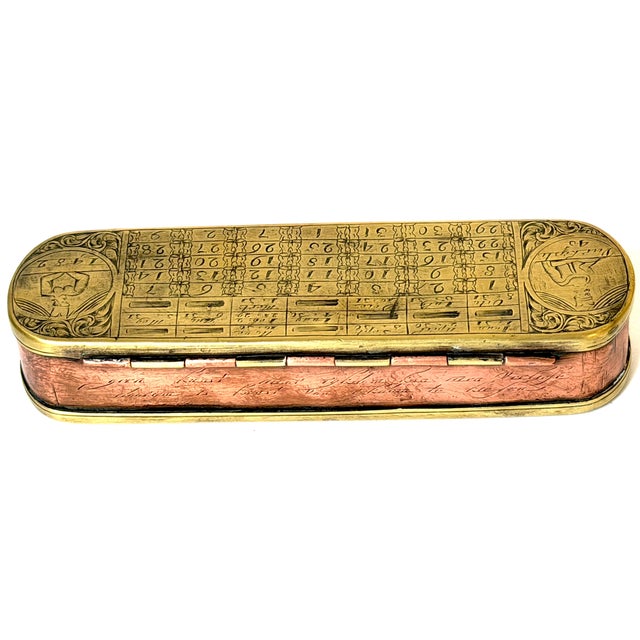 18th Century Dutch Pieter Holm Zee-Meeter Brass & Copper Navigator's Tobacco Box For Sale - Image 10 of 14