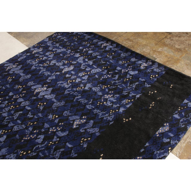 Rug & Kilim Rug & Kilim’s Scandinavian Style Rug All Over Blue, Black Geometric Pattern For Sale - Image 4 of 8