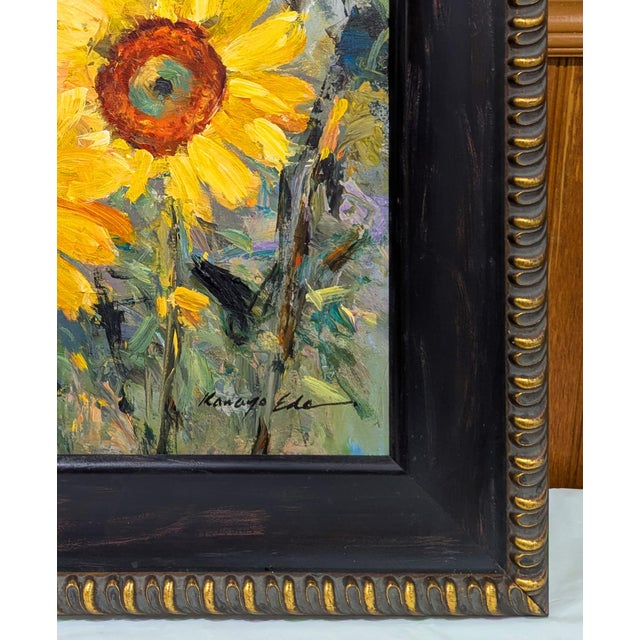 Framed original sunflowers acrylic painting on Canvas. by Kanayo Ede Overall dimension: 24in x 28in