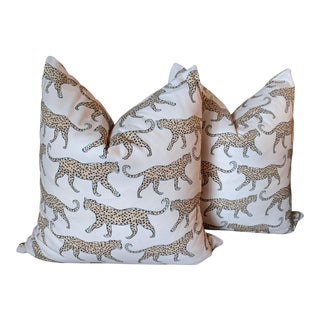 Boho Chic Blush Leopard Pillows - a Pair For Sale
