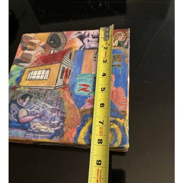 1970s 1970s Elizabeth Lamb Original Mixed Media Collage Art on Canvas For Sale - Image 5 of 6