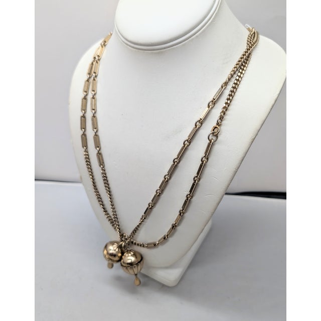 Vintage 1949 Signed Monet Goldtone Perfume Charms Sautoir Necklace For Sale In Philadelphia - Image 6 of 14