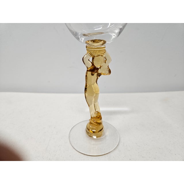 Cambridge Glass Company Early 20th Century Cambridge Glass Company Amber Nude Cocktail Glasses -Set of Four For Sale - Image 4 of 11