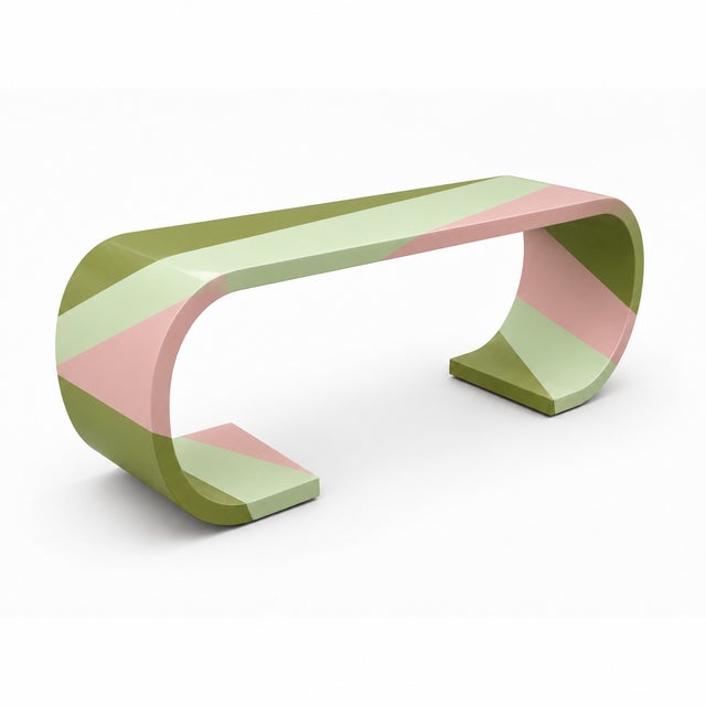 Mid Century Modern Waterfall Style Console Custom Finish For Sale - Image 4 of 4