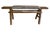 Fragments Identity Antique Hardwood Bench, a global antique hand carved hardwood bench upholstered in vintage hand-spun...