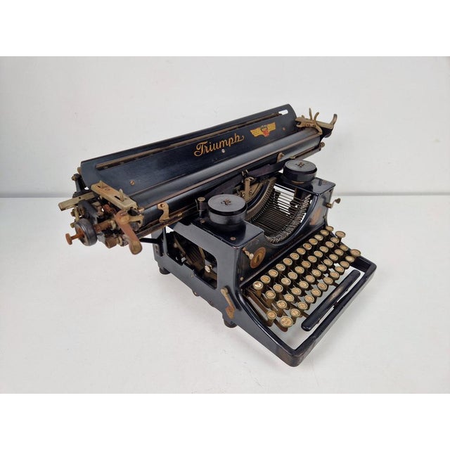 Black Vintage German Truimph Typewriter in Metal and Steel, 1920 For Sale - Image 8 of 14