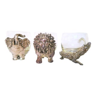 1990s Arthur Court - Three Rare Discontinued Safari Series With Feet - The Alligator, the Lion, the Elephant - 3 pcs For Sale